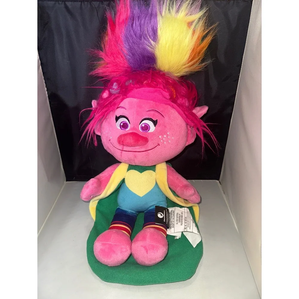DreamWorks Trolls World Tour Poppy Plush Rainbow Hair Pink Stuffed Animal Toy‎